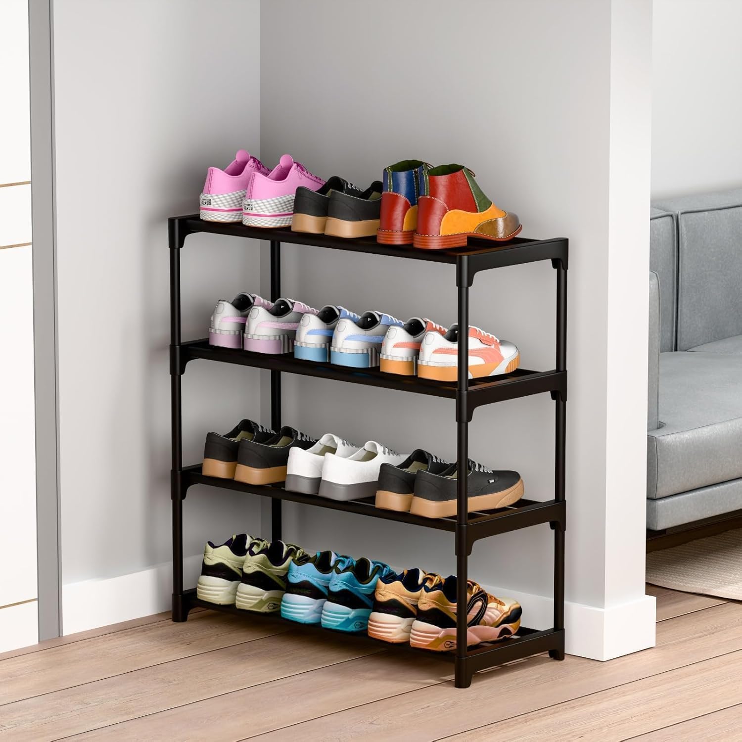 Foldable Plastic Shoe Rack for Home | Multi Layer Shoe Organizer Stand | Space Saving Footwear Storage Rack for Bedroom, Entryway & Living Room | 3/4/5/6 Tier 2