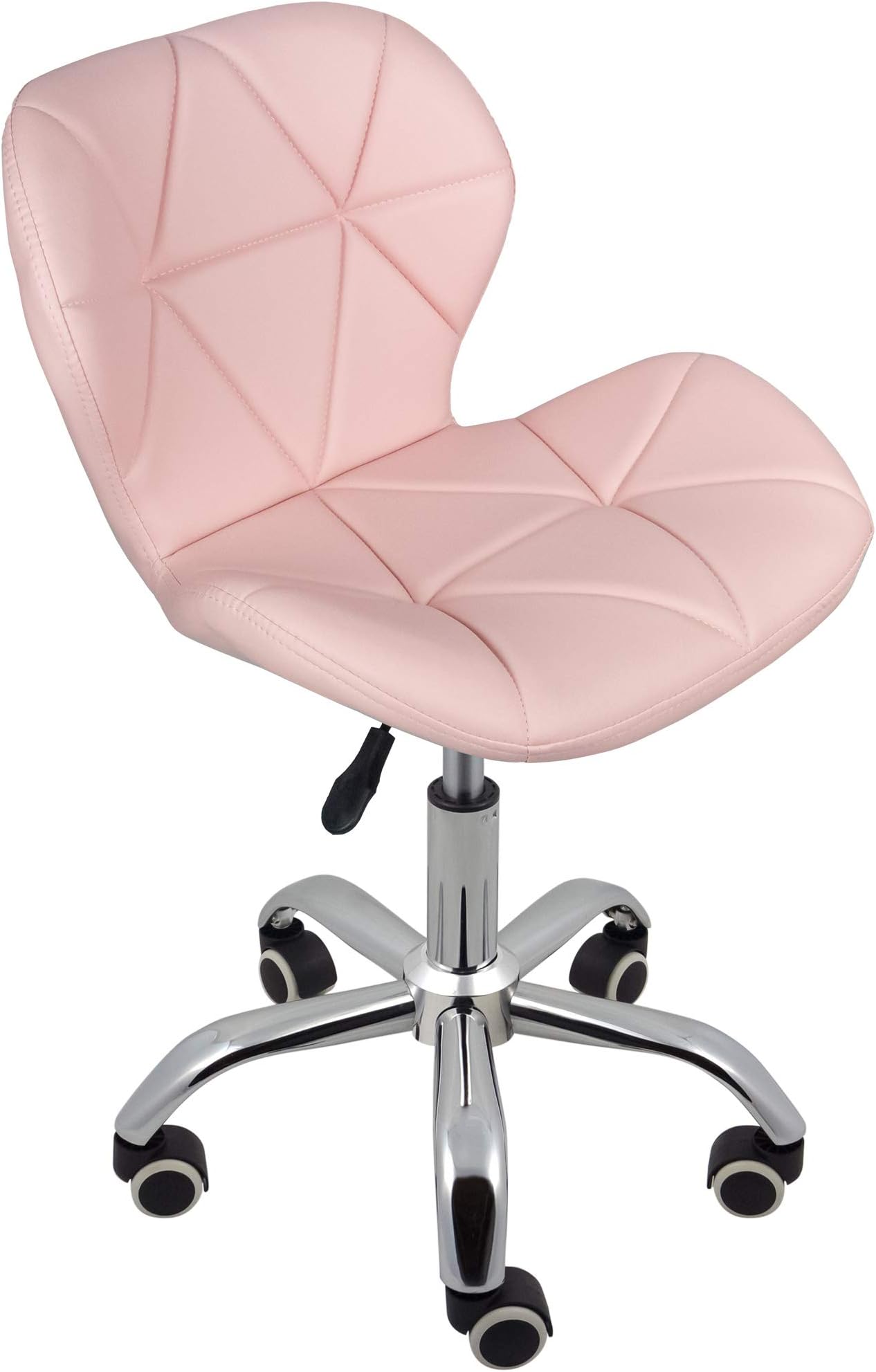 Charles Jacobs Home Office Swivel Computer Desk Chair with a Height Adjustable Chrome base and Wheels - Pink PU
