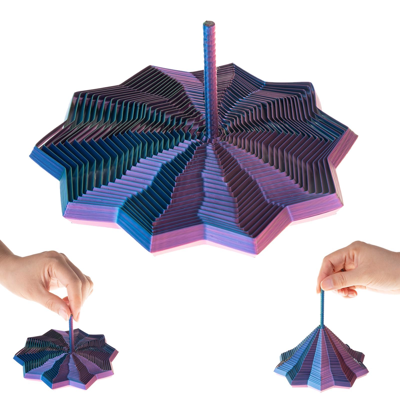 Fidget Toy, 3D Printed Hexagon Silk Stress Relief Toys for Adults Blue Purple Design, Fidget Toy with Smooth Gliding Motion, Anxiety Relief Gadgets, Medium Size-image-4