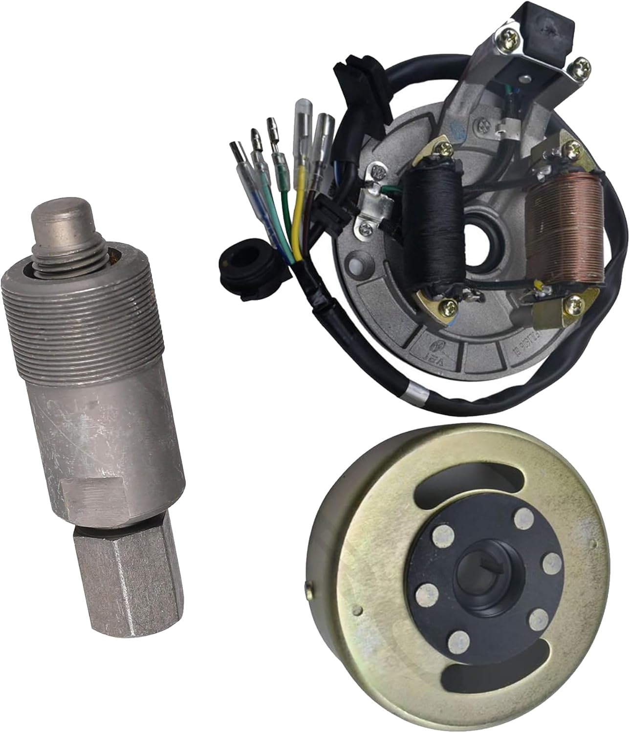 2-Coil Stator & Flywheel Kit with Puller Tool | Complete Ignition Set for 50cc-140cc Kick Start Dirt Bikes | Fits SSR, Apollo, CRF70 Style Engines