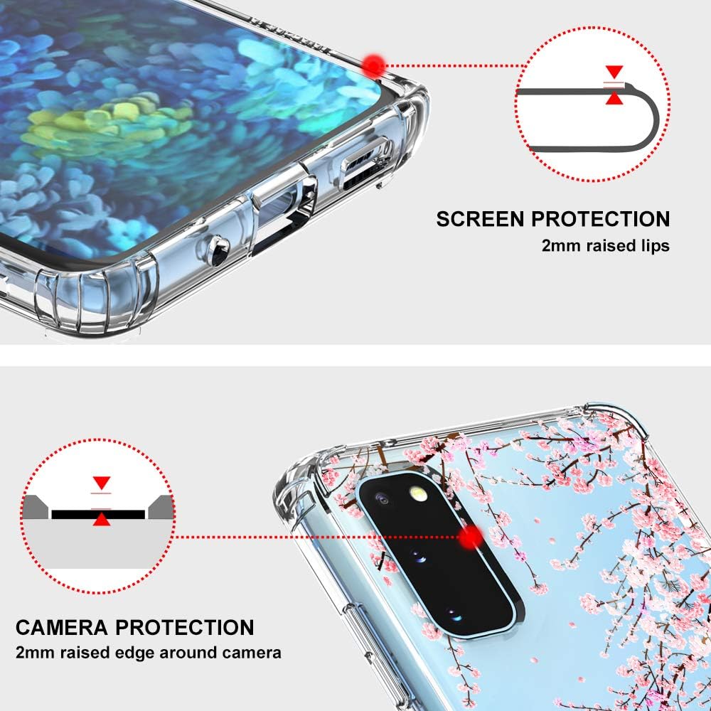 MOSNOVO Designed for Galaxy S20 Case, [6.6 FT Military Grade Drop Protection] Clear Shockproof Phone Cover for Samsung Galaxy S20 - Cherry Blossom