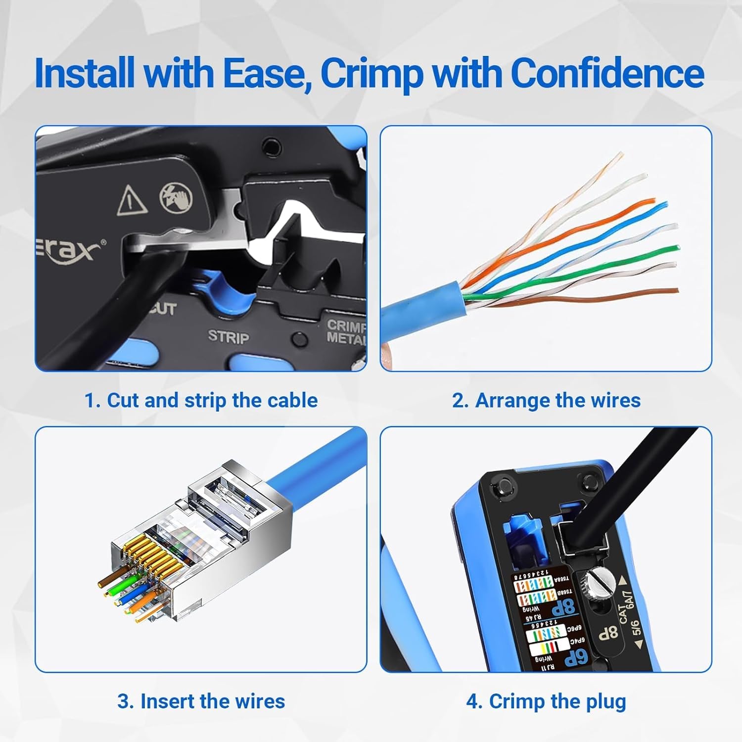 100-Pack RJ45 Pass Through Connectors with Boots,Ethernet Connector Gold Plated RJ45 Shielded Connectors for Solid or Stranded FTP/STP Cable