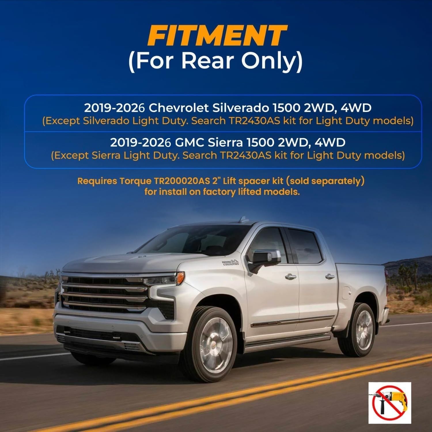 TORQUE Airbag Air Bag Suspension Kit for 2019-2026 Chevrolet Chevy Silverado 1500 and GMC Sierra 1500 Rear Helper Bag Spring Towing 5000 lbs (Replaces Firestone Ride Rite 2609) (TR2609)