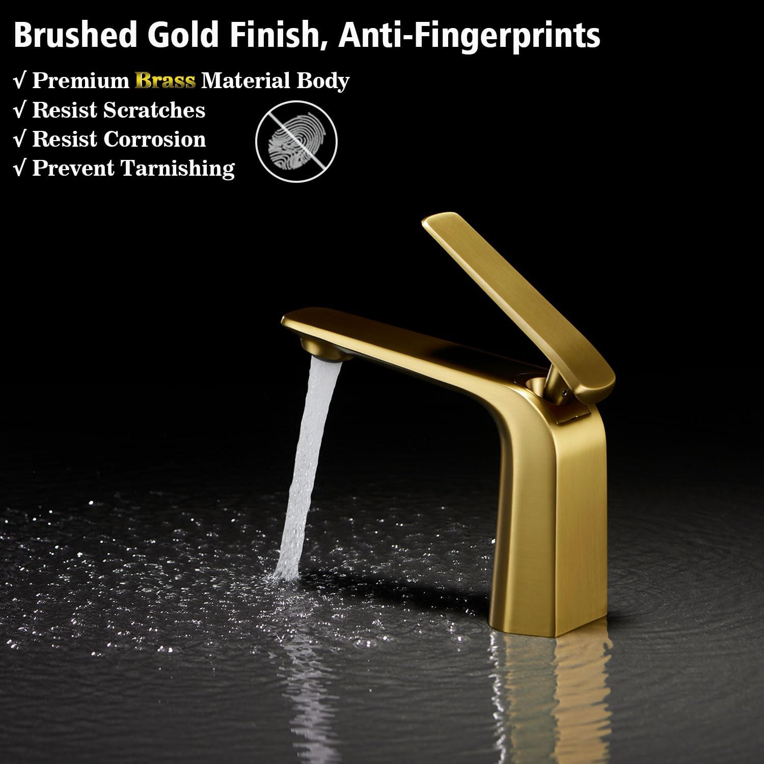 TOCALOCA Brushed Gold Bathroom Faucet, Single Hole, Single Lever, Vessel Sink Faucet, Copper, Aerated Stream, 2.2 GPM, Limited Warranty