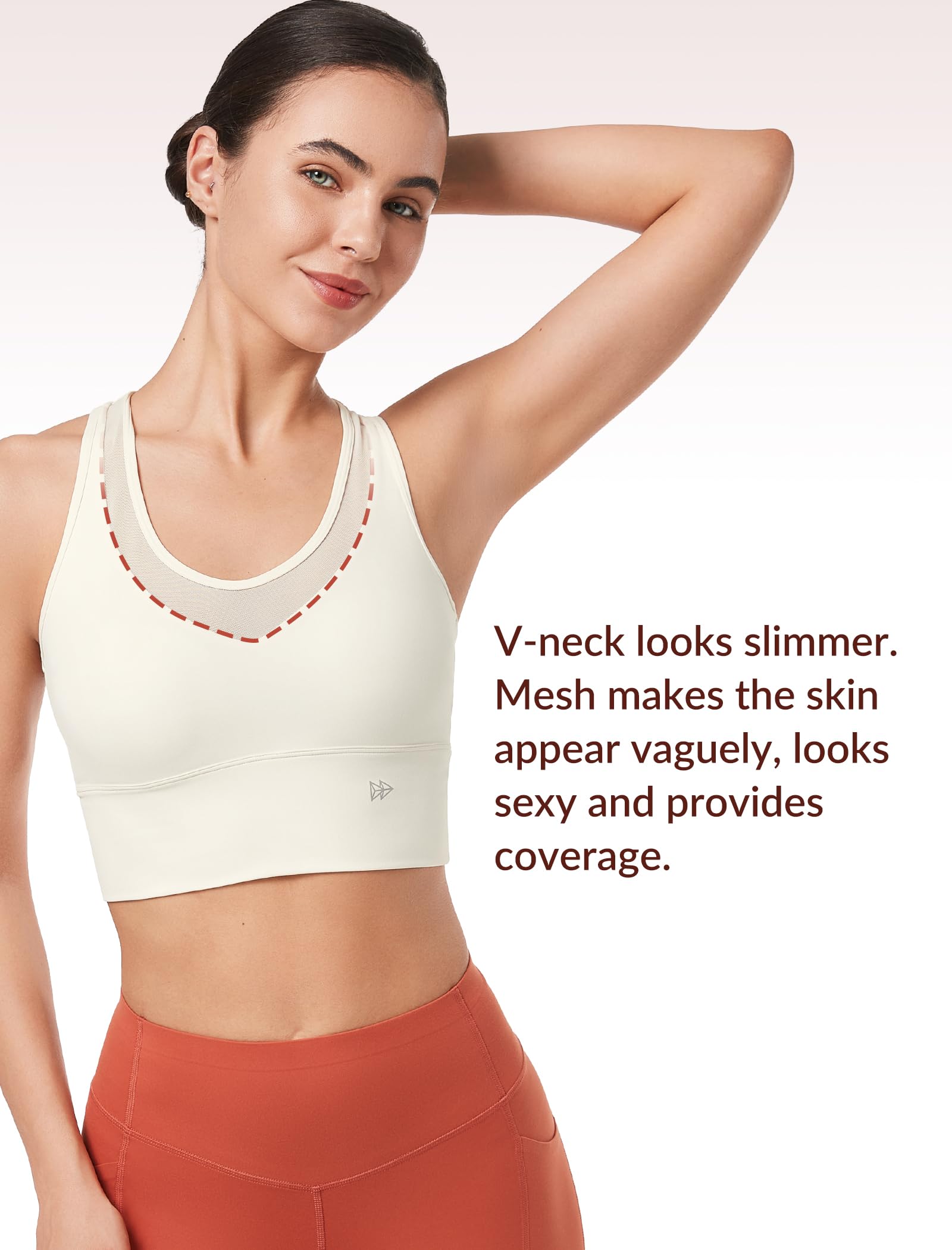 Yvette Soutien-gorge de sport en maille pour femme avec dos nageur et col en V