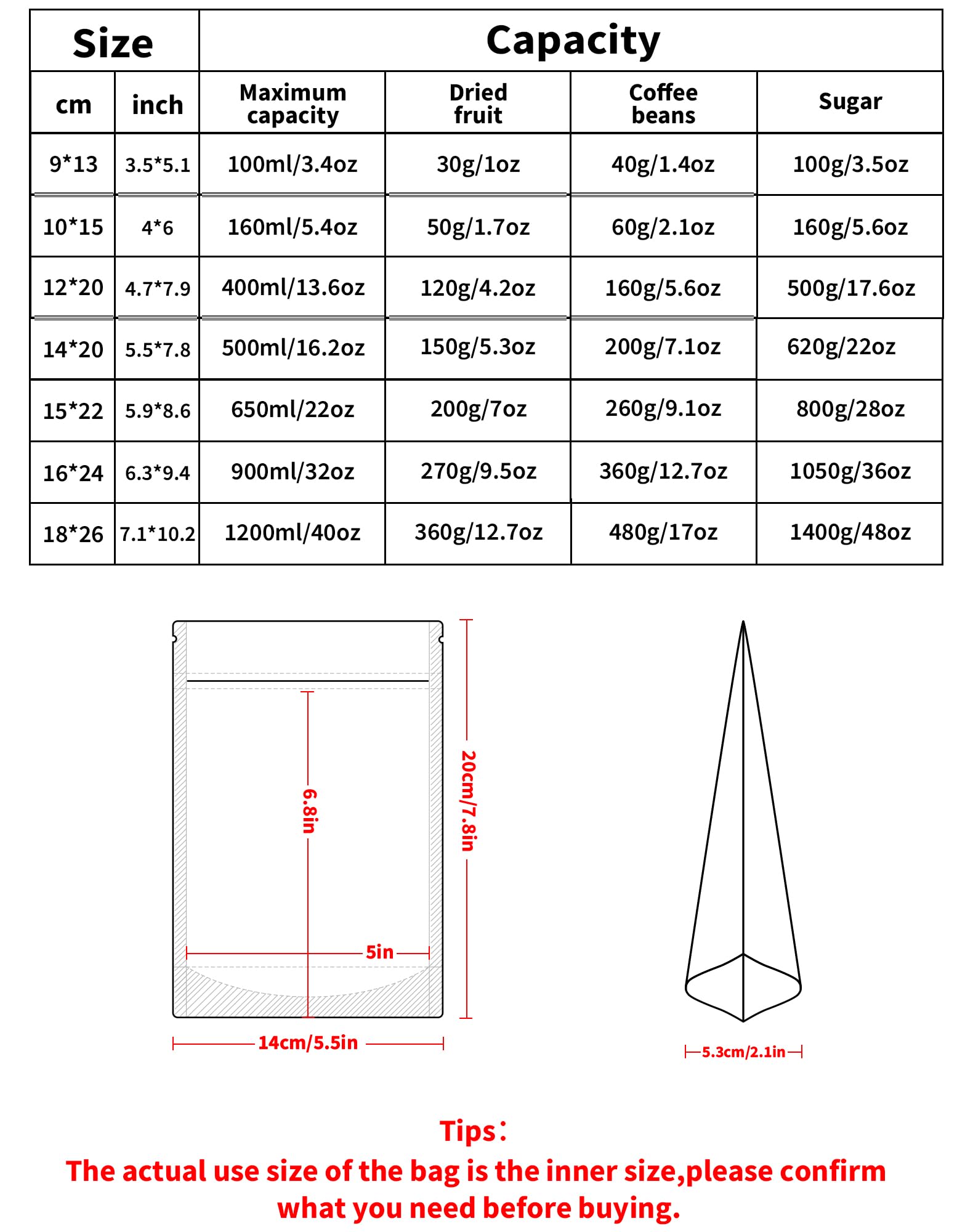 Paquete de 100 bolsas a prueba de olores, bolsas resellables con ventana mate, bolsas de aluminio con cierre de pie para embalaje (5.5 x 7.8 pulgadas, negro)