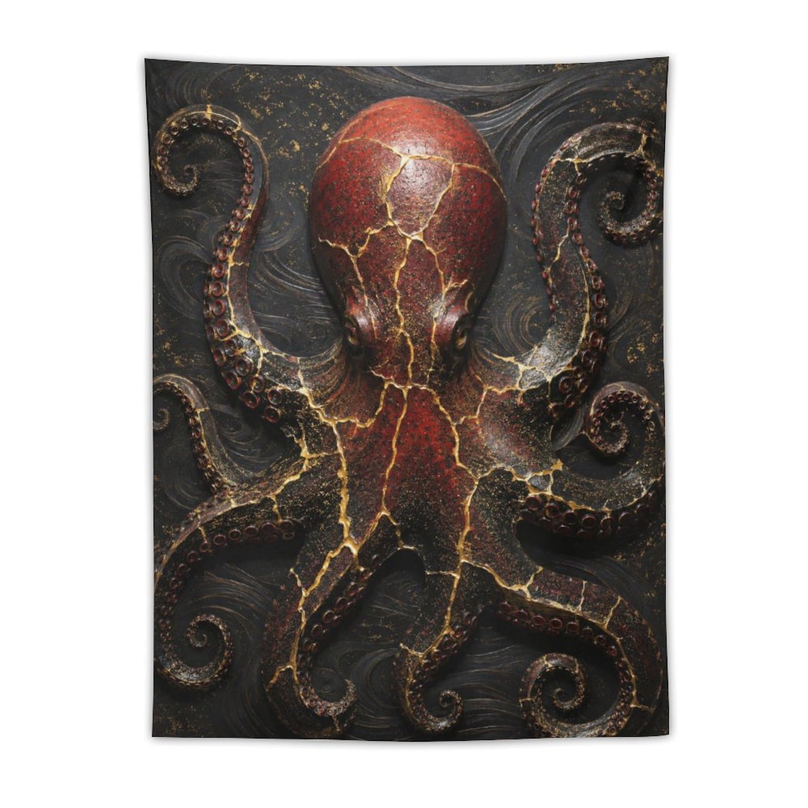 H3B8U2Y5 Dark Octopus Wall Tapestry, Surrealist, Room Divider