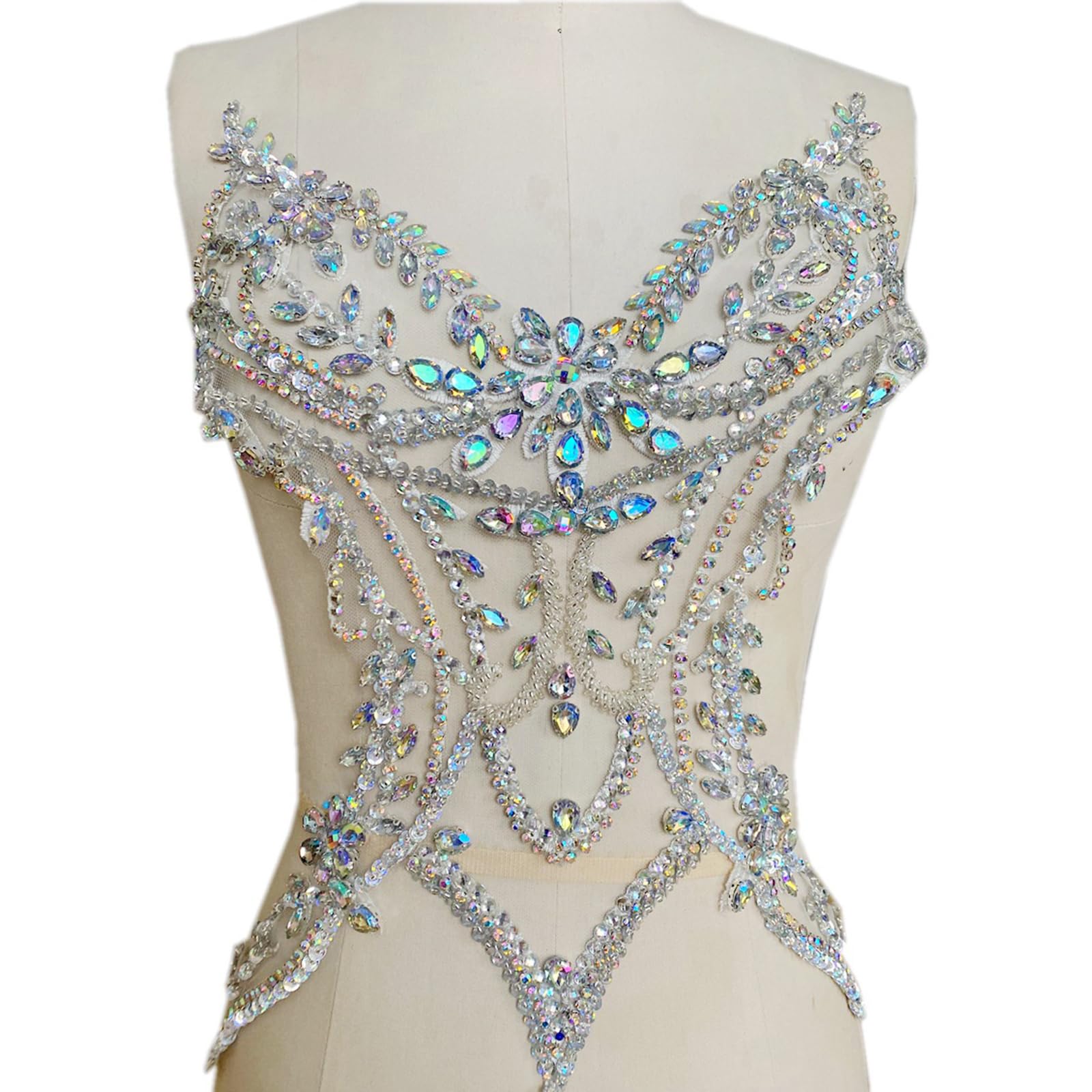 Jazuaiao 3D Costumes Appliques Patches Hand Beaded Rhinestones Sew on for Wedding Dresses and Prom Clothes Costumes Appliques