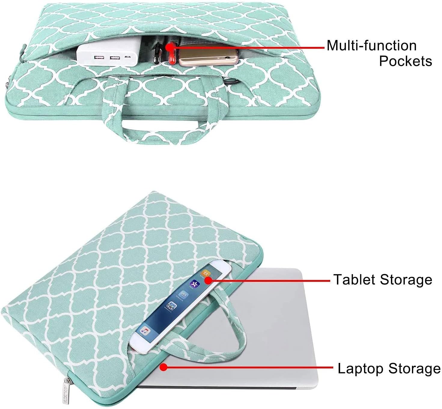 MOSISO Laptop Shoulder Bag Compatible with MacBook Pro 16 inch 2021 M1 Pro/Max A2485/2019-2020 A2141/Pro 15 A1398, 15-15.6 inch Notebook, Canvas Carrying Briefcase Sleeve Case Quatrefoil MO-QAF004