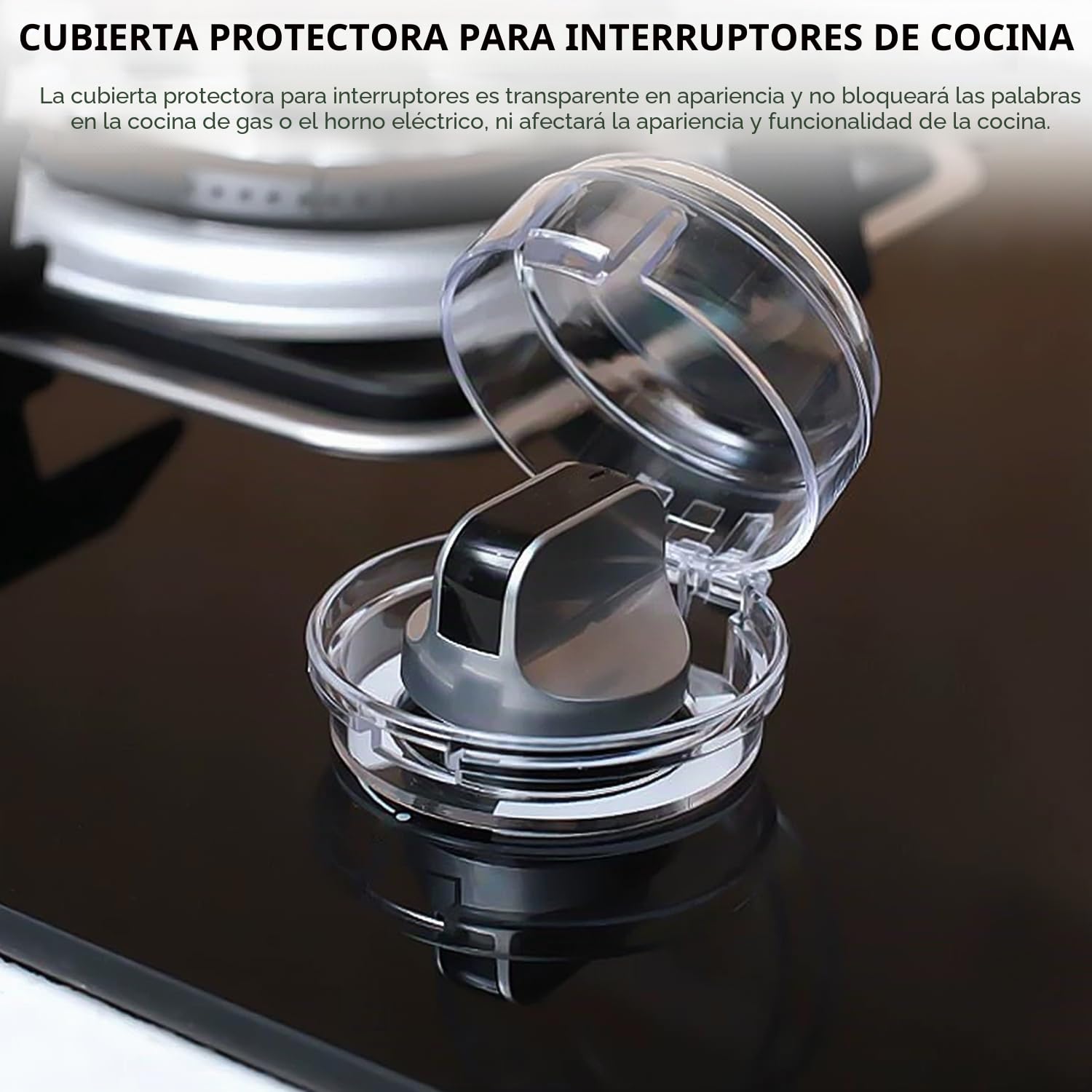 4 piezas de protección para botón de cocina de gas, cubierta protectora para interruptor de cocina, protección para niños, cubierta transparente, botón extraíble, cubierta a prueba de aceite