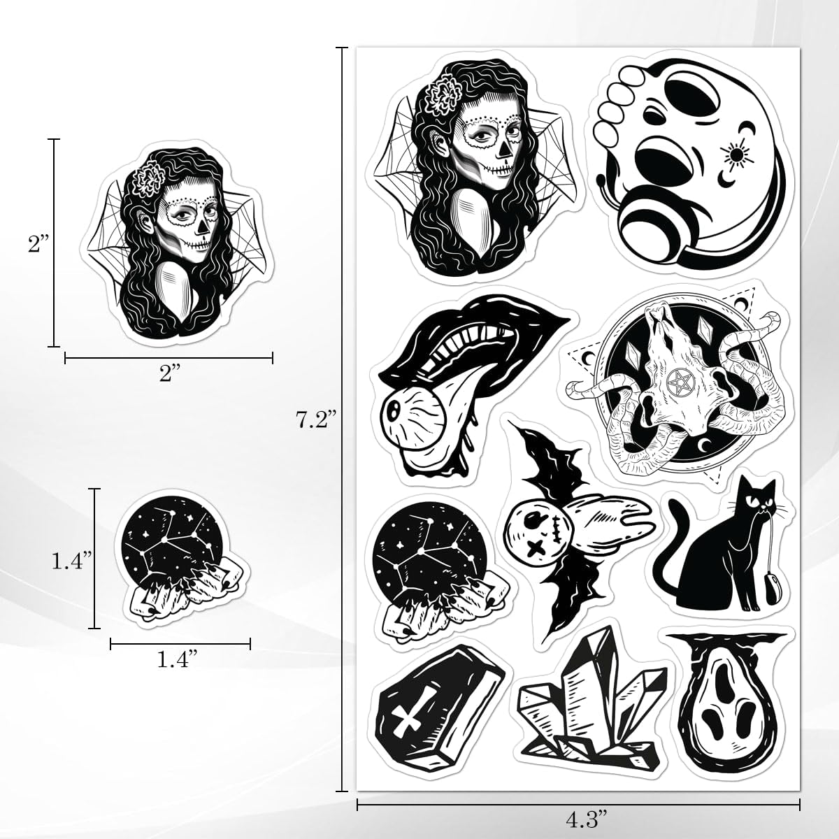 Pack 50 Pcs Horror Gothic Stickers for Water Bottles Waterproof Laptop Luggage Helmet Computer Scrapbooking Teens Adult Girls Boys Funny Aesthetic Sticker Packs Small Vinyl Decals