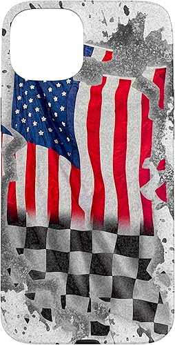 Vista 19 de iPhone 12 mini Car Racing bandera estadounidense pit crew Case