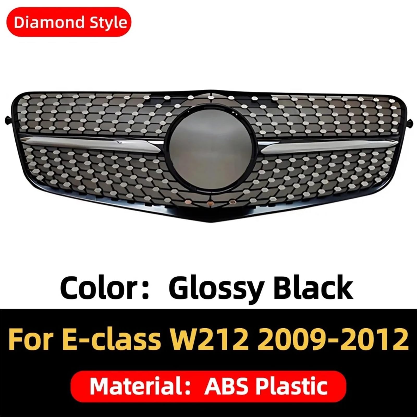 Przedni grill zderzak grill kratka akcesoria tuningowe pasuje do Mercedes Benz E Klasa W212 2009-2015 E260 E300 E350 E200 GT osłona chłodnicy(13-15 Diamond Silver)