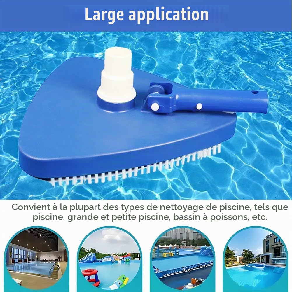 Tête de nettoyage triangulaire lestée portable pour piscine, accessoire de brosse de nettoyage pour piscine