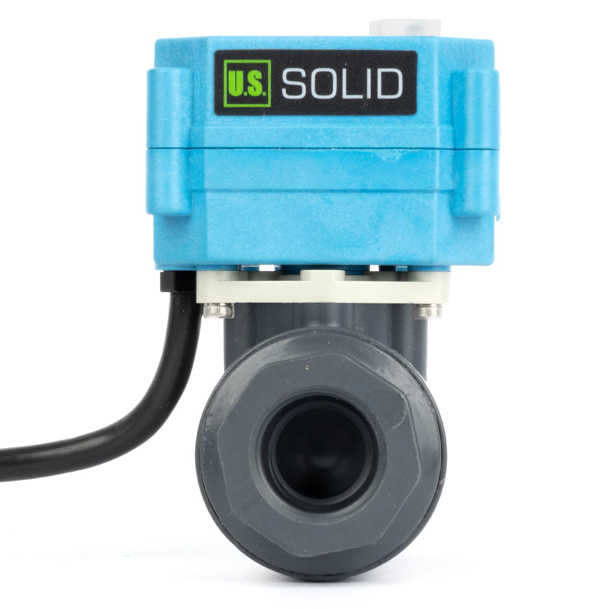 U.S. Solid Válvula de bola de motor de PVC de 3/4" CA 110-230 V con enchufe de la UE - Válvula de bola de plástico eléctrica, IP67 impermeable, retorno automático, cerrado sin corriente, sobrecontrol