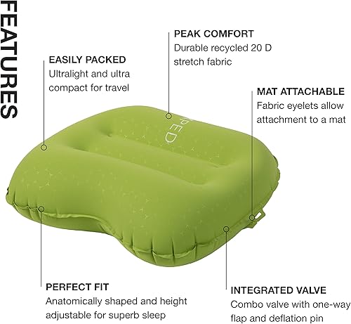Miniatura 3 de Exped Ultra Pillow  Almohada de camping ultraligera y compacta de primera calidad  Almohada para dormir plegable  Almohada inflable para mochilero,