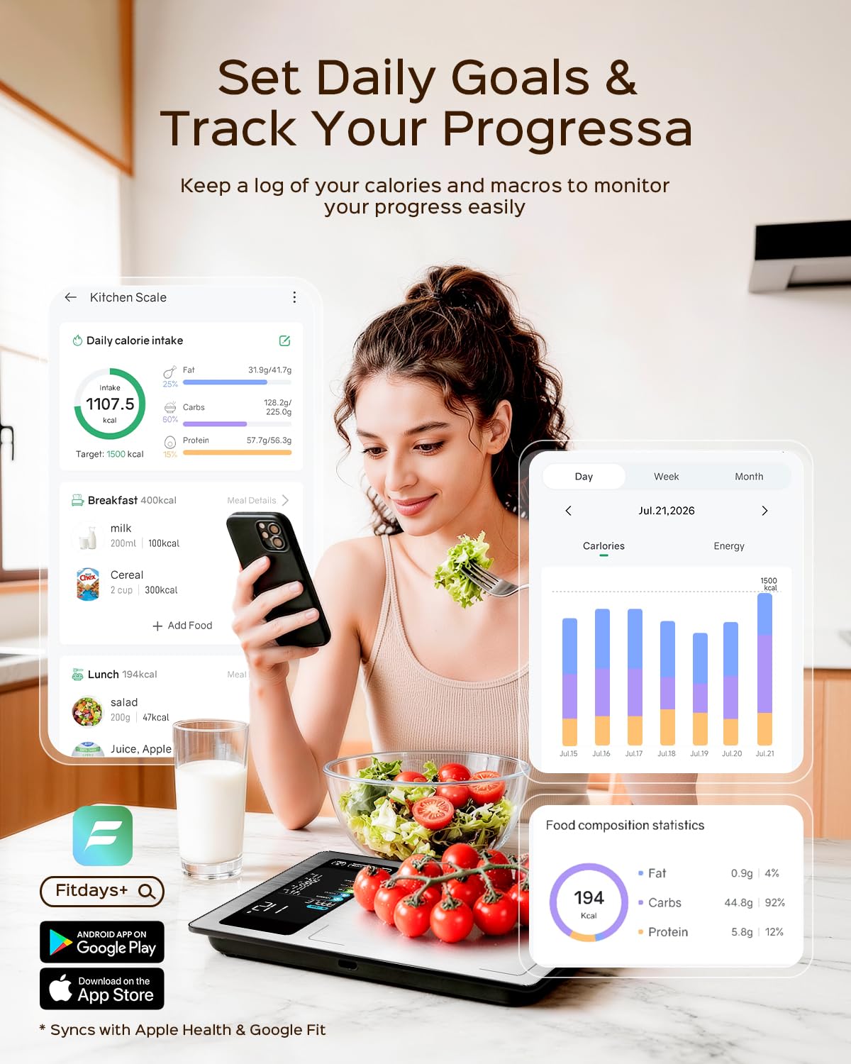 Balance de Cuisine Alimentaire avec Calcul des Calories