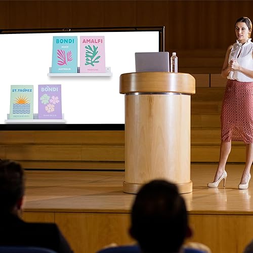 Miniatura 6 de Whaline 4 estantes magnéticos para pizarra blanca de 17 pulgadas, estantes magnéticos flotantes de metal para libros, organizador de libros para