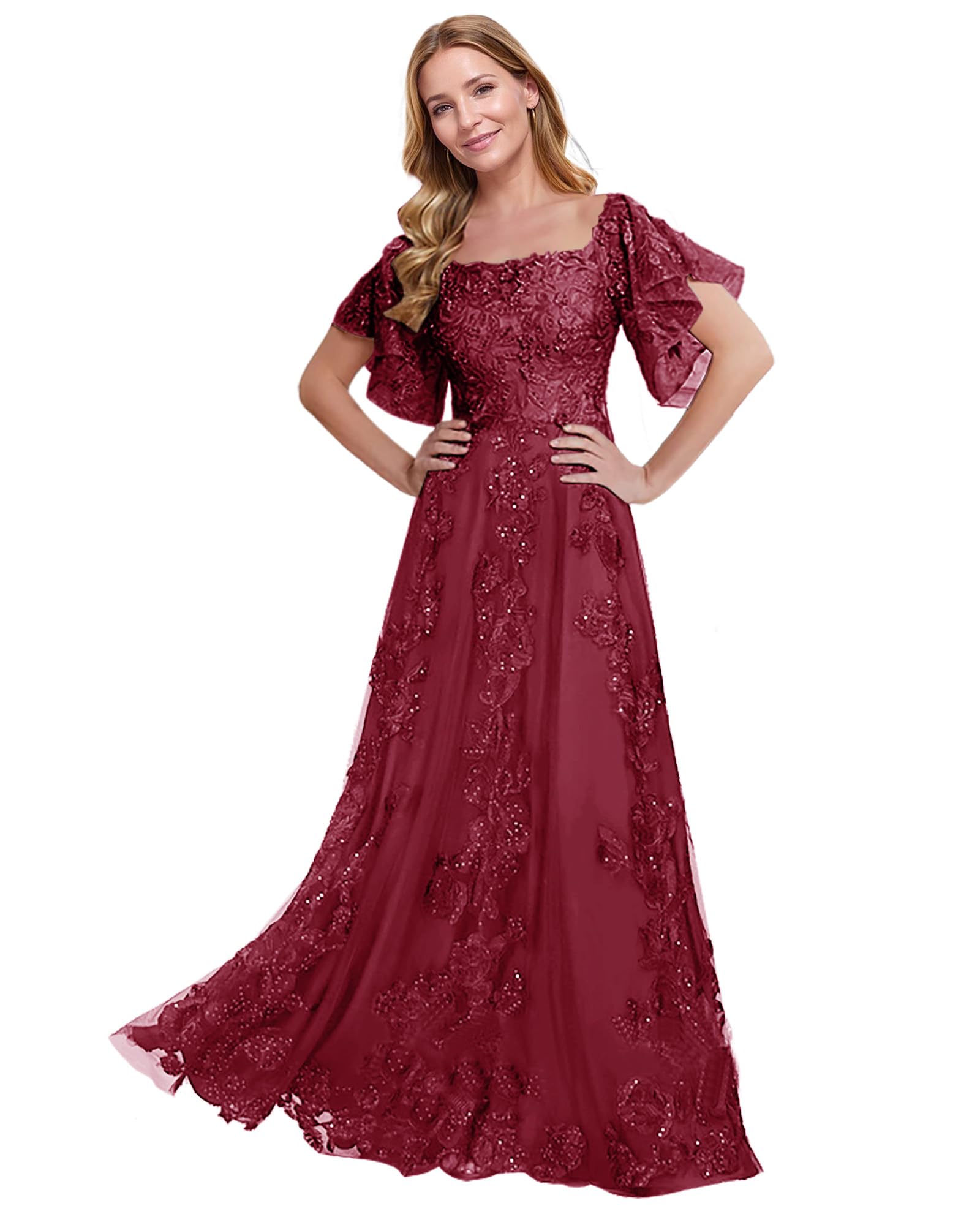 JAEDEN Mother of The Bride Dresses Long 2026 - Lace Sleeves Mother Groom Dresses for Wedding