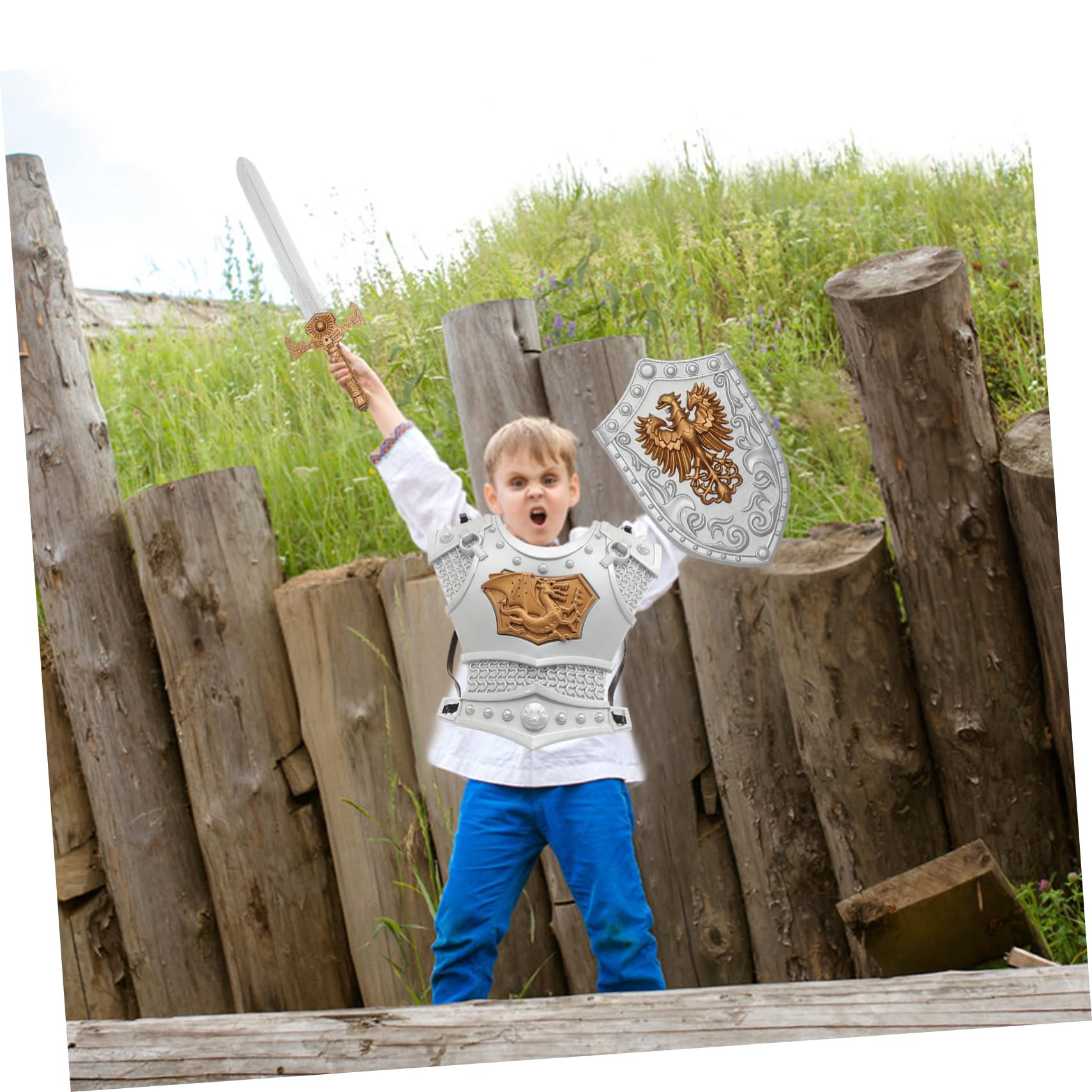 jojofuny 1 Set Ritteranzug Für Jungen Römisches Kostüm Kinderanzüge Für Jungen Ritter-Cosplay-Kostüm Reiterkleidung Ritterrüstung Ritterkostüm Für Cosplay Partykostüm