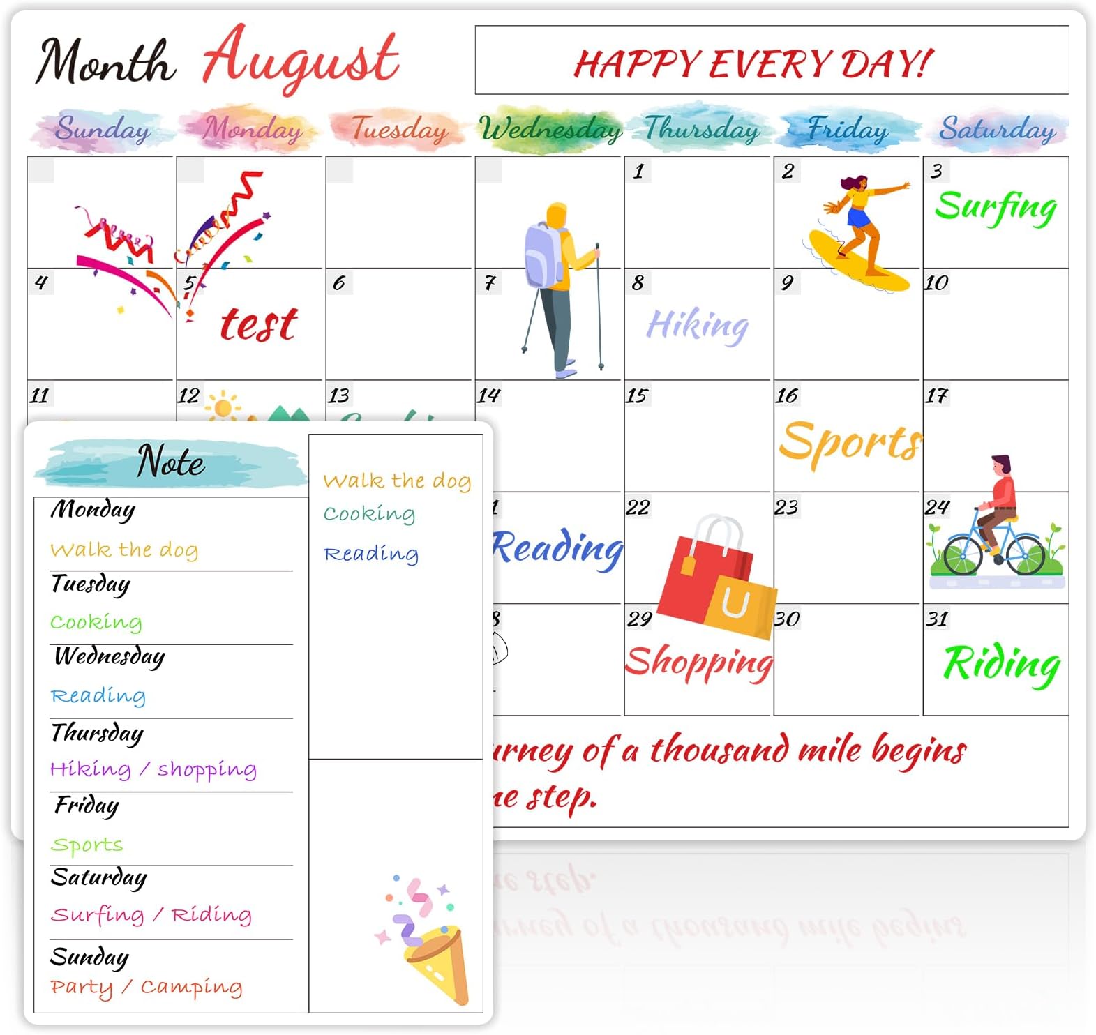 Dry Erase Magnetic Calendar for Refrigerator - 15"x 11.5" Monthly Calendar Whiteboard + 9" x 7" Weekly Planning Board, Fridge Calendar Magnet