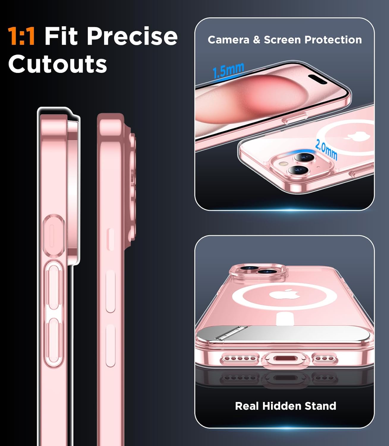 Temdan Magnetic Compatible with iPhone 15 Case, [Built-in Invisible Kickstand][Compatible with MagSafe] [Military Grade Shockproof] Slim Thin Phone Case for iPhone 15 6.1" - Image 7