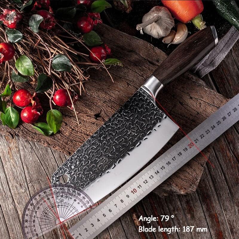 Meat cleaver, 7.5inch Forged slicing kitchen knife manual hammering process black chicken wing handle sharp 5Cr15 stainless steel meat cleaver Cleaver Knife