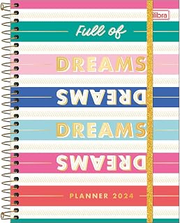 Tilibra - Planner Espiral 17,7 x 24 cm Be Nice 90 G 2024 - Linhas Horizontais Coloridas- Full Of Dreams