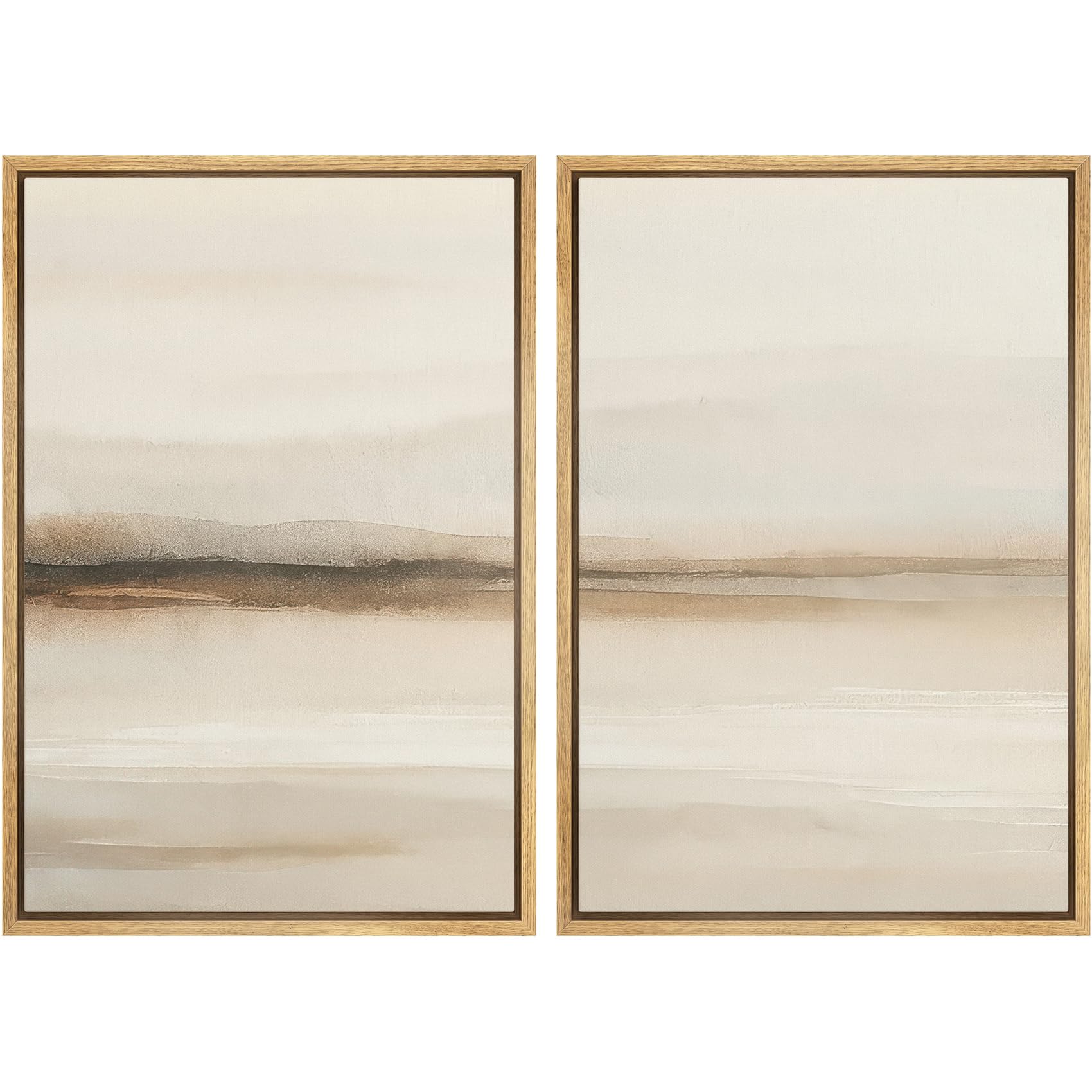 MUDECOR Framed Canvas Print Wall Art Set Watercolor Pastel Green Tan Landscape Abstract Shapes Illustrations Modern Art Decorative Contemporary for Living Room, Bedroom, Office - 16"x24"x2 Natural — view 12