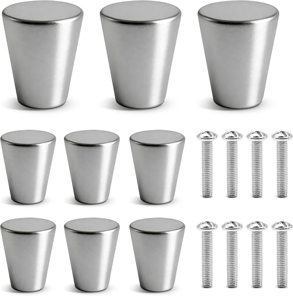 Engelblick DE 9 Pomelli per Mobili in Alluminio Opaco – Maniglie Rotonde per Cassetti con Viti, Stile Moderno per Armadi Cucina, Bagno e Rinnovo Mobili (Argento) - 1
