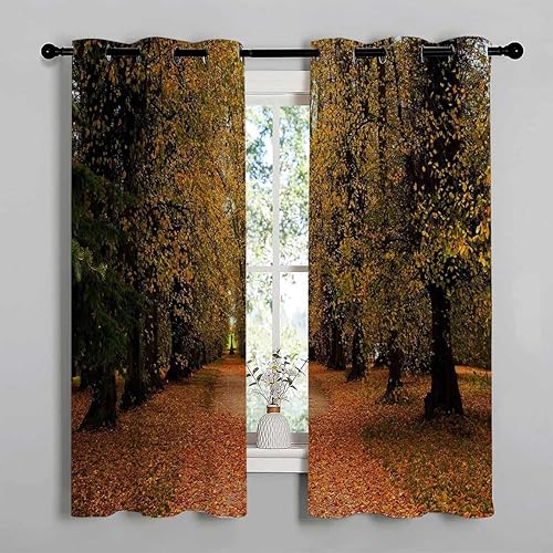 Miniatura 3 de Curtains & Drapes Living Room Orange Landscape Maple Leaf Temporary Doors for Hallways Cortinas para Ventanas De Cuarto 85Inch Width by 85Inch