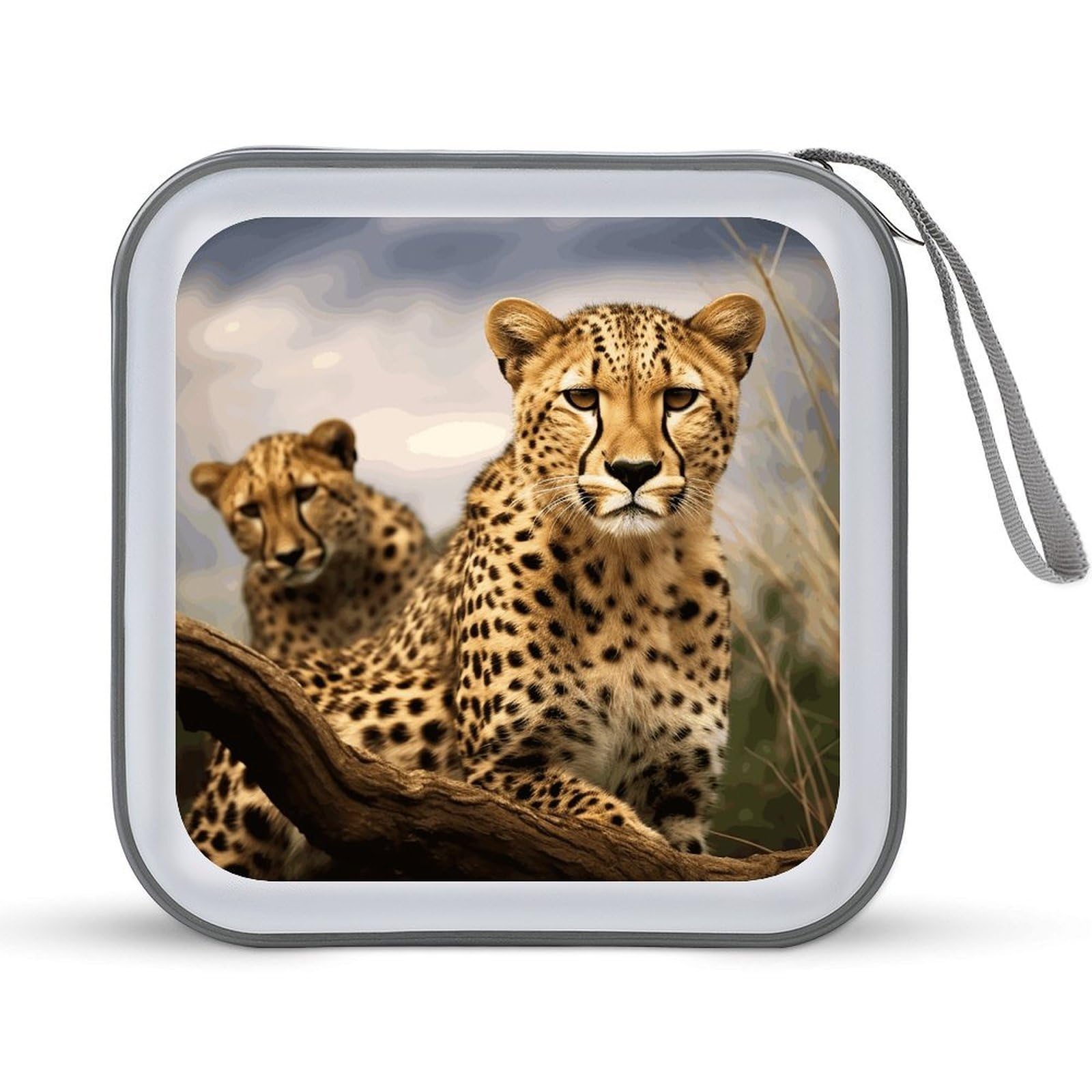VstaDank Cool Leopard CD Case DVD Holder Storage Portable Carrying Binder Holder Wallet Large Storage Disc Wallet Bag Hard Plastic DVD Disc Case Large Media Binder Capacity 40 Sheets