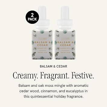Pura & Illume Home Scent Refill - Smart Air Diffuser - Up to 120-Hours of Luxury Fragrance per Refill - Home Essential - Clean & Safe Diffuser Fragrance - 2 Pack, Balsam & Cedar