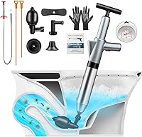 jojnawa High Pressure Toilet Plunger with Real-Time Barometer - Heavy Duty Drain Clog Remover & Toilet Snake for Bathroom, Kitchen Sinks