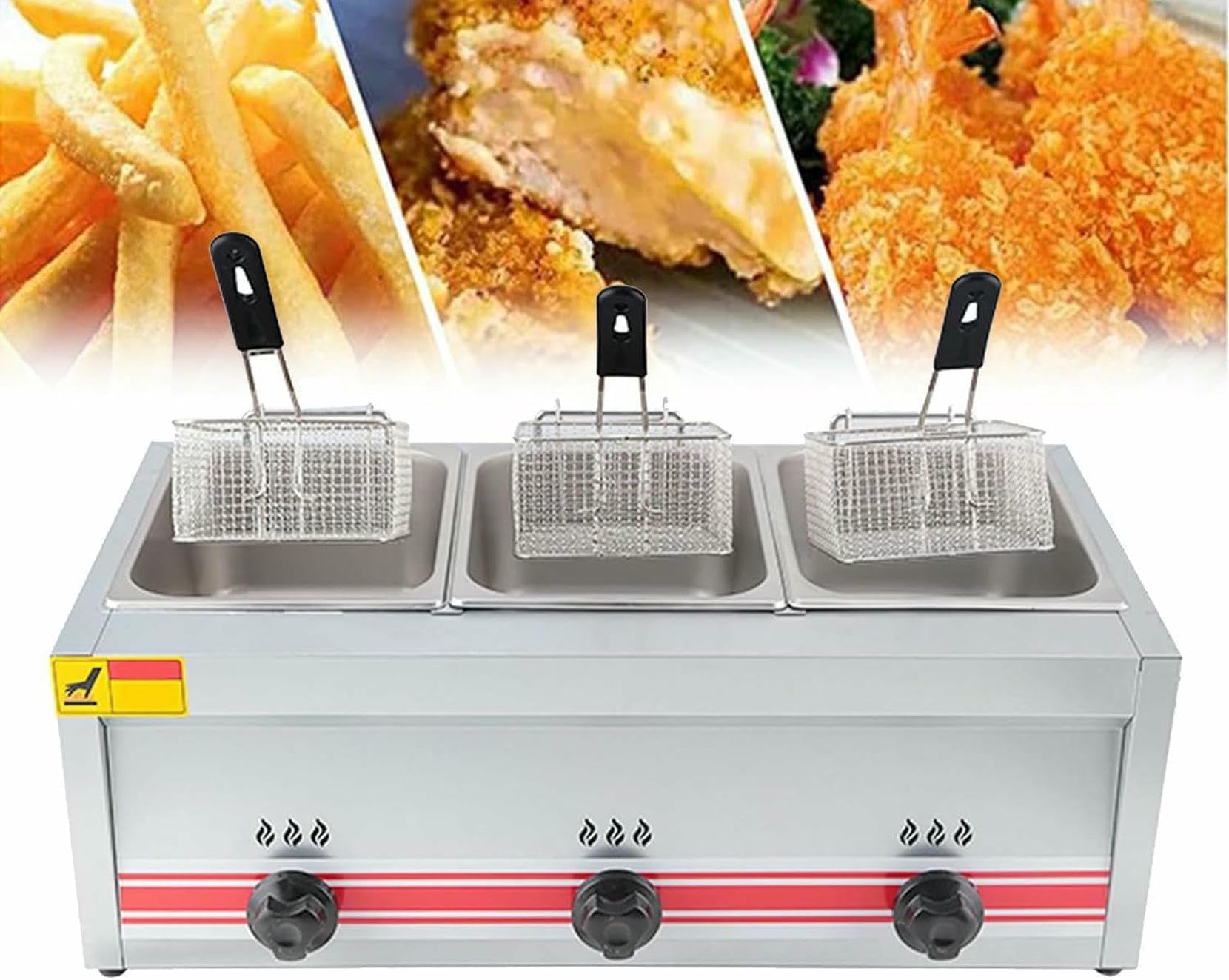 Friteuse à gaz LPG 10L en acier inoxydable pour comptoir de restaurant