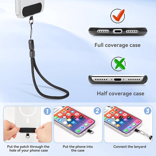 COCASES Phone Lanyard Crossbody 2 Pack Adjustable Anti-Theft Phone Strap Crossbody and 2 Pack Wrist Strap for Neck Strap iphone Lanyard Compatible with Most Mobile Phone-2 Patches - 5