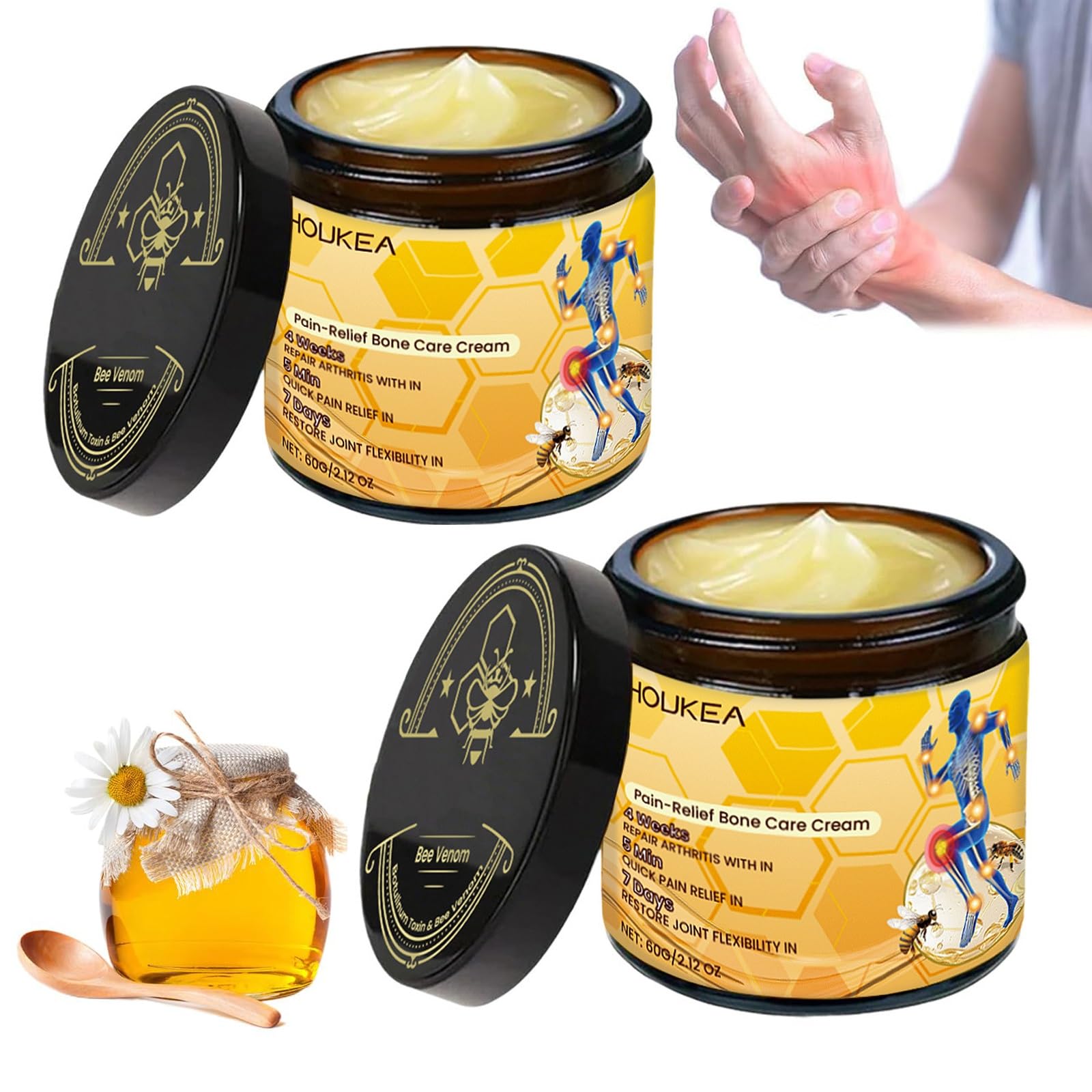 Botulinum Toxin and Bee Venom, Bee Venom Joint Gel, Natural Formula for Back, Neck, Hands, Knee - 2.12 OZ(2PCS)