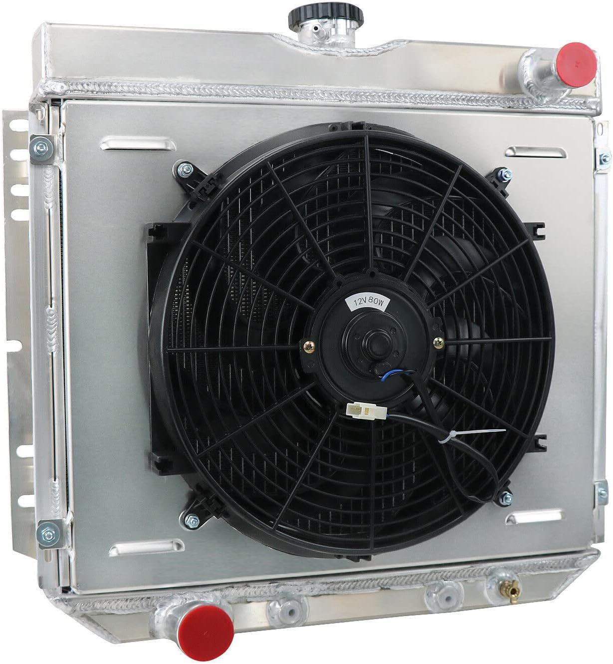 4 Row Aluminum Radiator+Shroud Fan Compatible For 1967-70 Ford Mustang/ 63-69 Fairlane Mercury Comet
