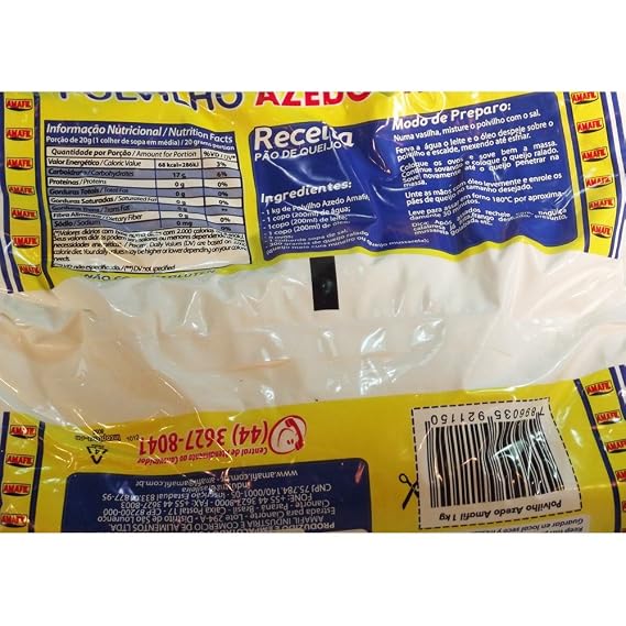 1 Pack Sour Manioc Starch Amafil- 35.2 oz | Polvilho Azedo Amafil - 1 kg