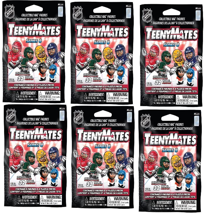 Party Animal 2021 NHL Series 8 Hockey Figures Gift Set Party Bundle, Lot of 6 Mystery Packs