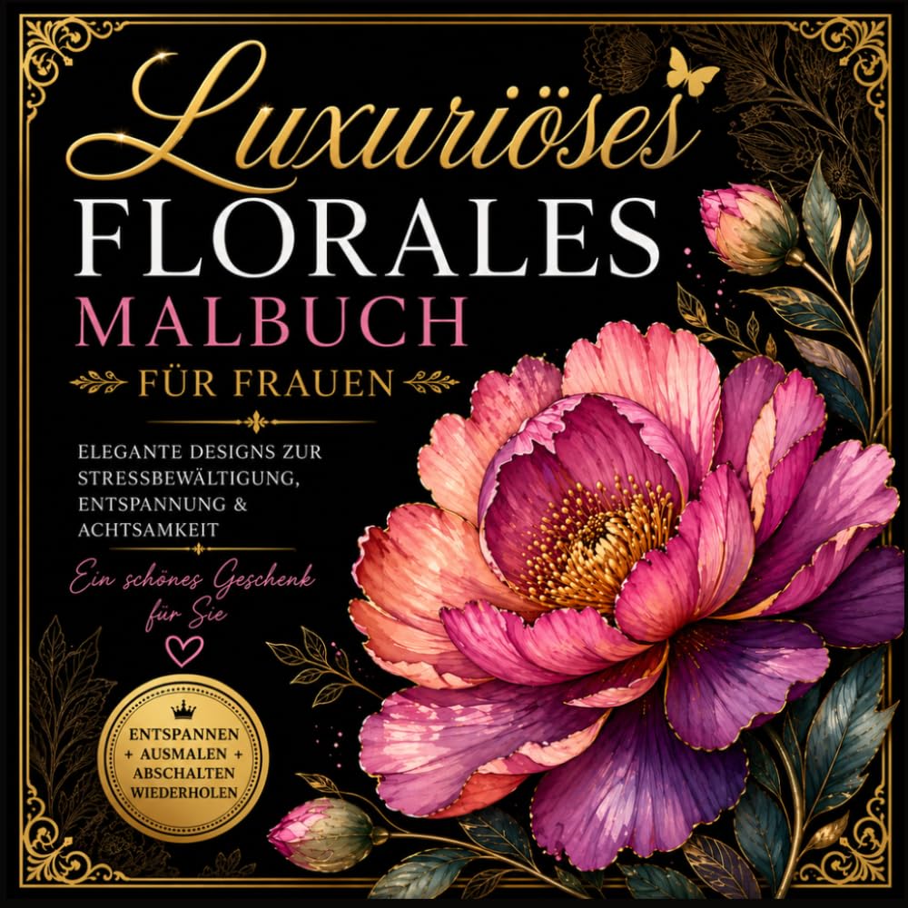 Luxuriöses Florales Malbuch Frauen: Elegante Blumenmotive, Entspannung, Achtsamkeit: Stressabbau durch kreative Auszeit mit detailreichen botanischen Illustrationen für Erwachsene