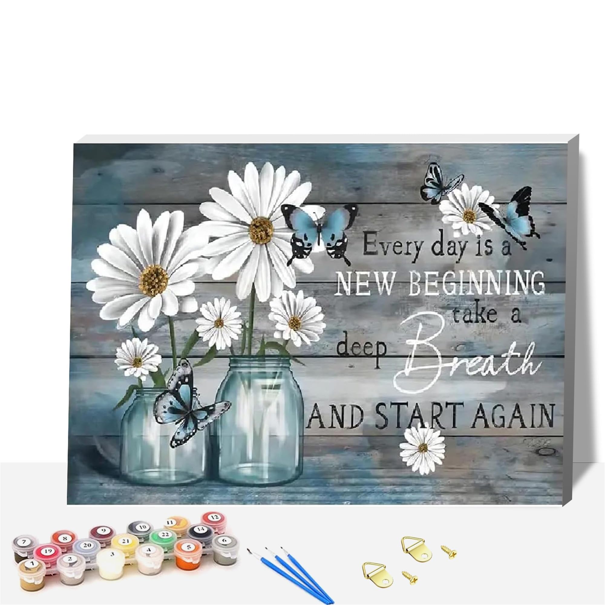 Formeyart Take A Breath Daisy Framed Paint By Numbers For Adults,Painting By Number With Frame Kits Canvas,Easy Cheerful Painting Diy For Beginners,Home Wall Decor (Take A Breath)