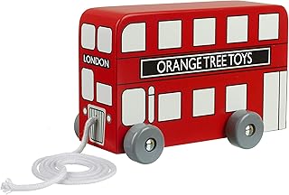 London Bus Pull Along Toy - Push and Pull Along Toys for 1 Year Olds, Toddler Toys - Wooden Toys, Perfect 1st Birthday Gifts For Boy and Girl - Early Development and Activity Toys by Orange Tree Toys