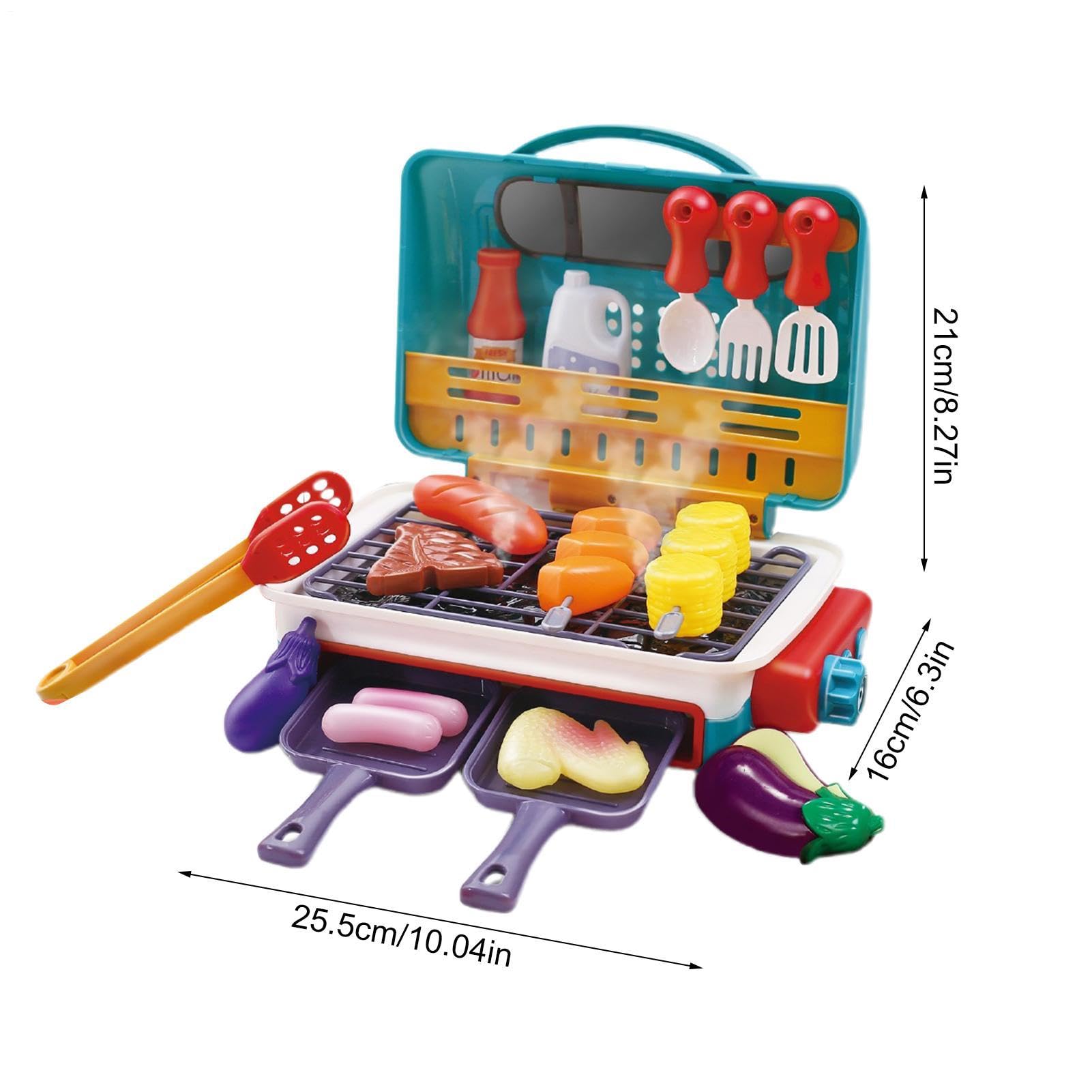 Barbecue Giocattolo Per Bambini Cucina – Set Grill Simulazione con Vapore Suono E Cibo Che Cambia Colore | Piccole Attrezzature Chef Gioco Simbolico