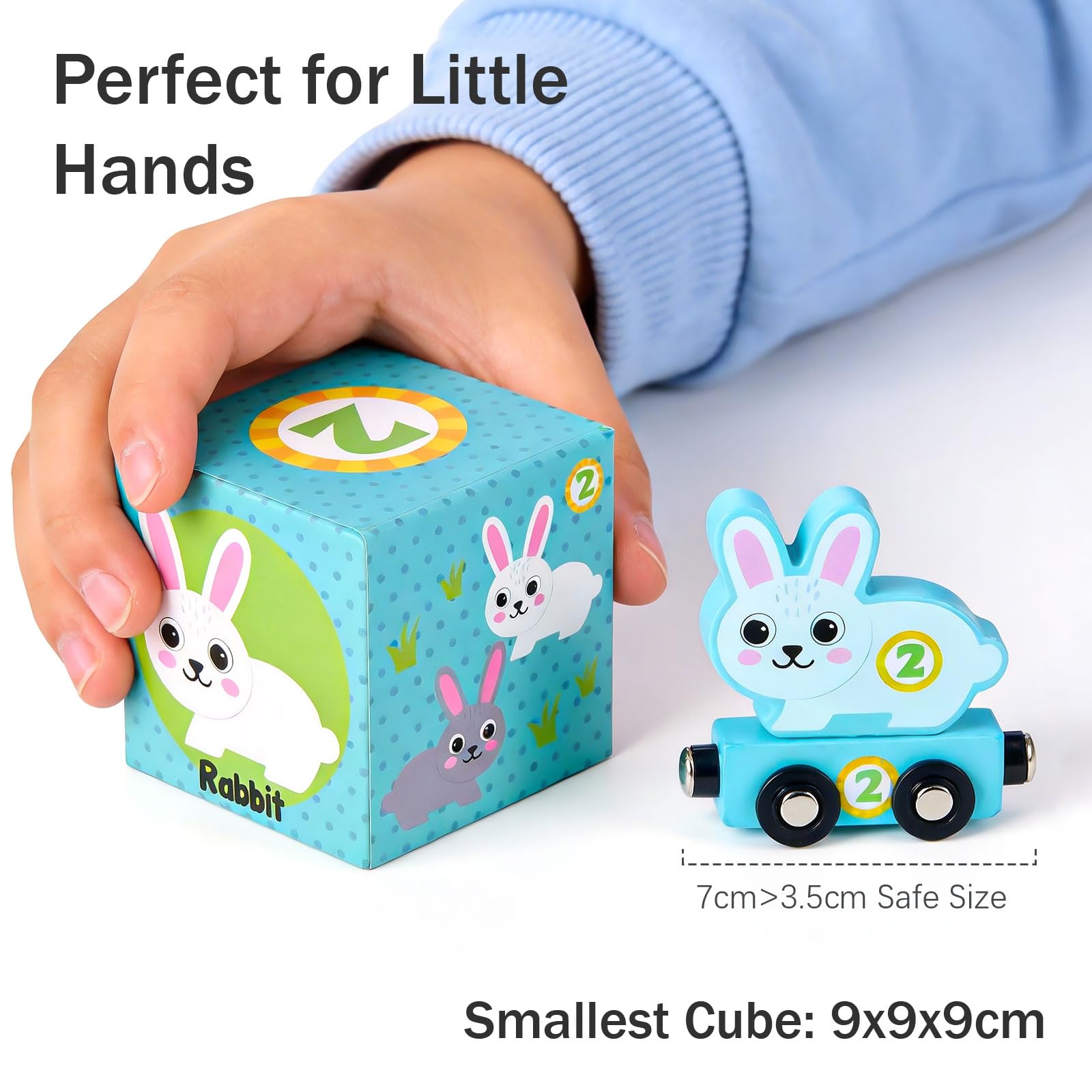 Atoylink Fattoria Cubi Impilabili di Giocattoli per Bambini, Giochi Montessori con 6 Cubi Impilabili & 6 Fattoria Animali Bambini & 6 Trenino Legno, Gioco Educativo Regali per Bambini di 3 Anni - 3