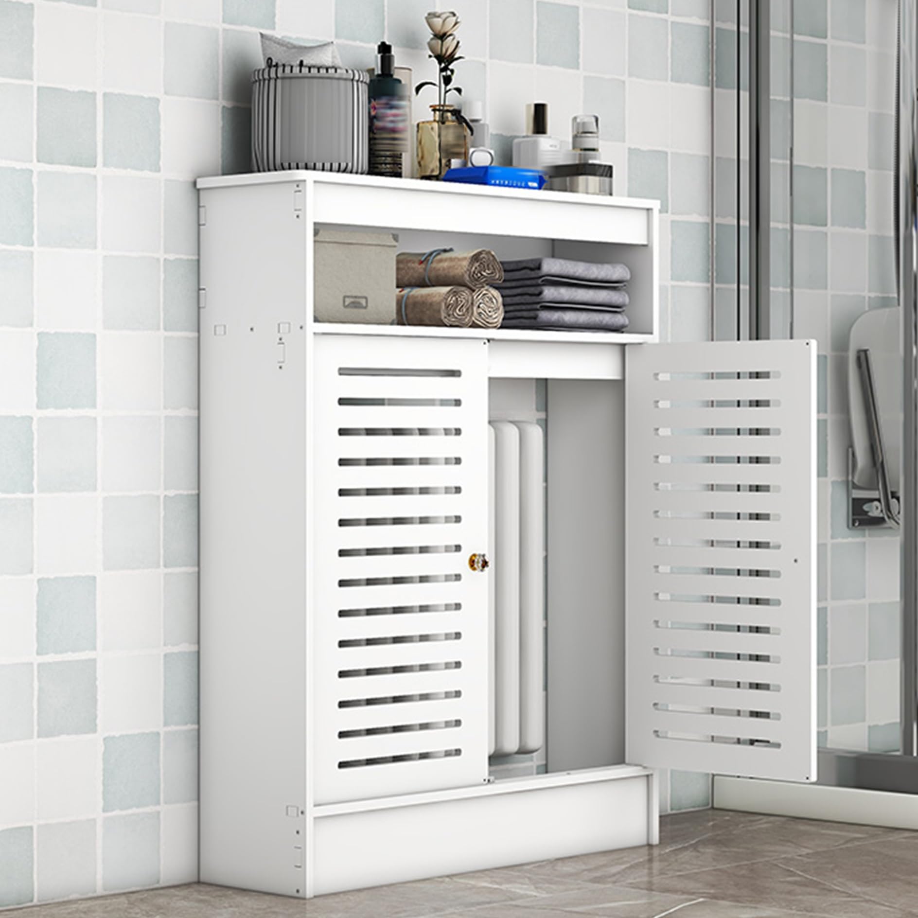 Cubre Radiadores Madera Blanco,Cubre Radiador,Cubreradiadores Modernos,Cubreradiador,Tapa Radiadores Calefaccion,Mueble Radiador,Armario Cubre Calentador,Balda Radiador,Listones de Madera Decorativos(