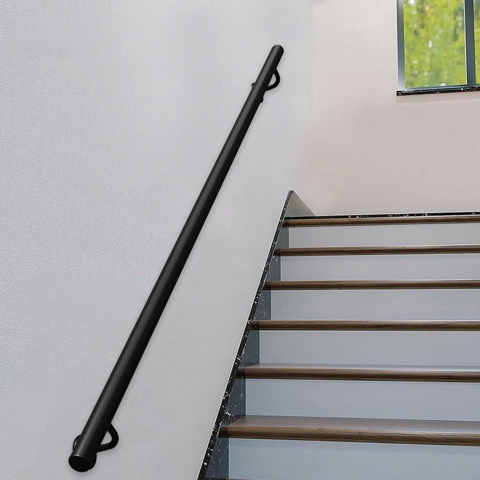 Gyeqxkt Black Metal Stair Railing Bracket Nonslip Galvanized Iron Grab Rail For Indoor/Outdoor Stairs Adjustable 30600Cm (14Ft/420Cm) Durable Banister Support