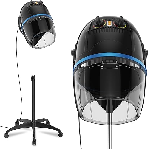 Secador de pelo con capucha ajustable de 1300 W, equipo de salón con base rodante para secado de cabello en el hogar