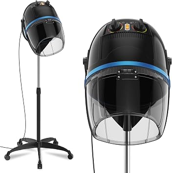 1300W Adjustable Hooded Hair Dryer Professional Stand Up Bonnet Hair Dryer Salon Equipment with Rolling Base for Home Hair Drying