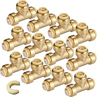 Vista 19 de Paquete de 12 acoplamientos rectos Pushfit de 1/2 pulgada, acoplamiento a presión de latón PEX con clip de desconexión, accesorios de plomería a